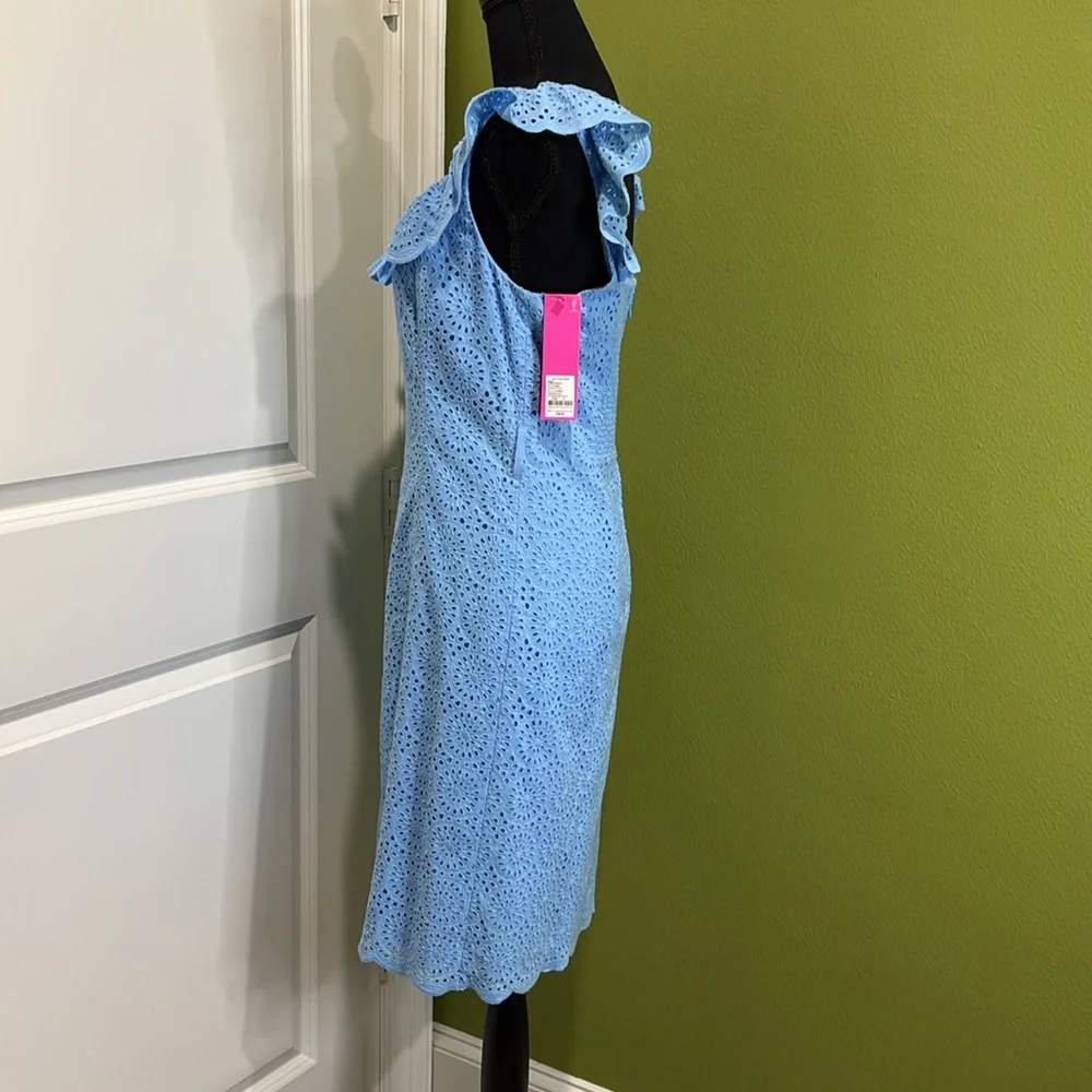 Lilly Pulitzer Ryann Eyelet Shift Dress Frenchie Blue Kaleidoscope NWT S… - Picture 3 of 14